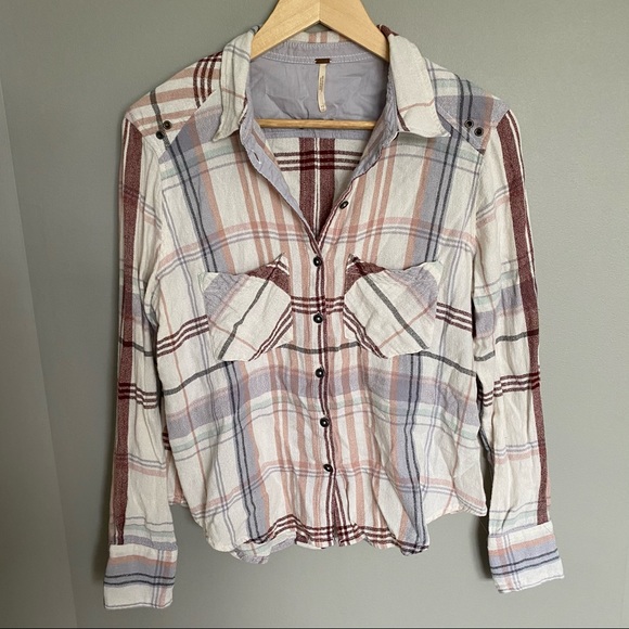Free People Wesley Plaid Flannel Size XS - Picture 2 of 7